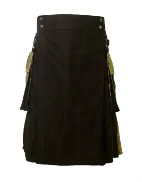 Black & Camo Tactical Utility Kilt- Front Image 