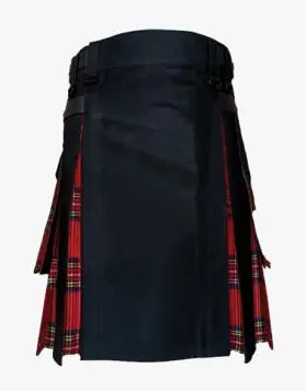 Black & Royal Stewart Hybrid Tartan Kilt