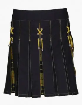 Black and Macleod of Lewis Women Hybrid Kilt -Front Image