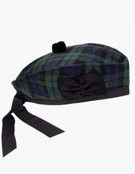 Black Watch Tartan Glengarry Hat - Front Image