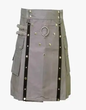 Gothic Grey Belted Utility Kilt