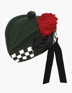 Green Glengarry Hat with White and Black Diced