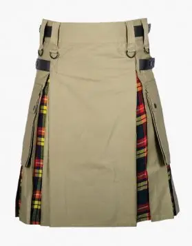 Khaki & Buchanan Hybrid Tartan Kilt