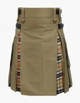 Khaki & Camel Thomson Hybrid Tartan Kilt