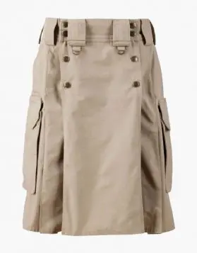 Khaki Combat Tactical Utility Kilt- Front Image 