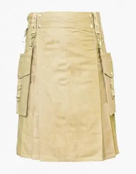 KHAKI DETACHABLE KILT FOR MENS