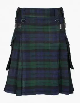 Lautreamont Black Watch Tartan Utility Kilt with Fastening Straps