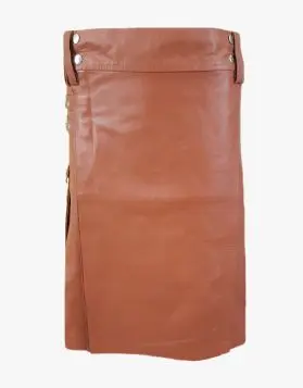 Luxurious Brown Leather Kilt- Front Image