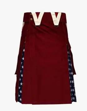 Maroon USA Flag Hybrid Utility Kilt- Front Image
