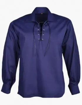 Navy Blue Jacobite Ghillie Kilt Shirt- front Image