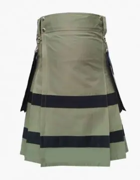 Olive Green Utility Kilt with Black Straps