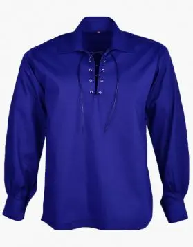 Royal Blue Jacobite Ghillie Kilt Shirt- Front Image