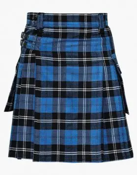  Scottish Ramsay Blue Tartan Utility Kilt - Front Image