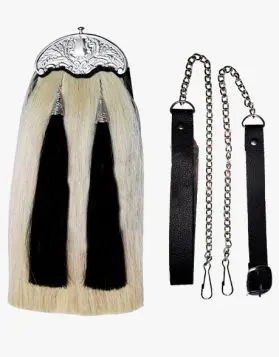 White Horsehair Kilt Sporran - Front Image 