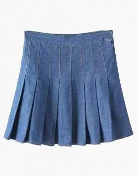 Women Blue Denim Short Kilt with Zip Closure