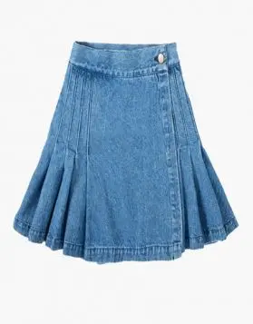  Women Washable Blue Denim Short Kilt 