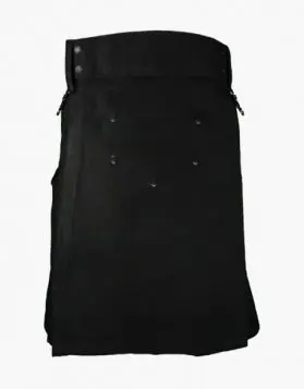 Womens Black Utility Kilt with Multiple Pockets  - Front Image 