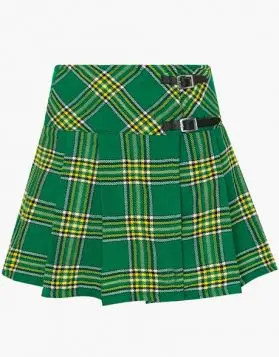  Women's Irish Green Tartan Short Kilt - front Image