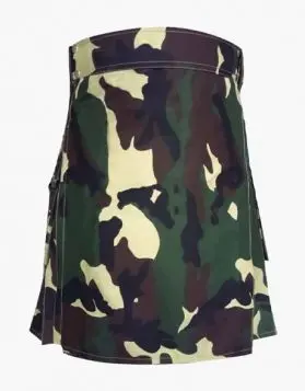 Woodland Camo Military Tactical Utility Kilt- front Image