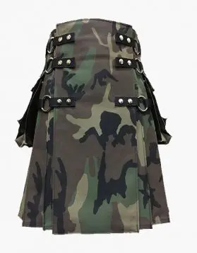 Woodland Gothic Highlander Camo Kilt- Front Image 