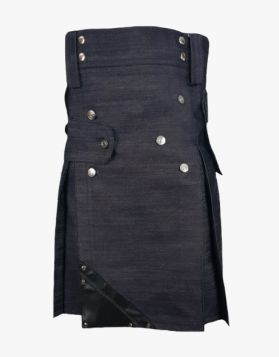 Heavy Duty Denim Kilt With Leather Strap