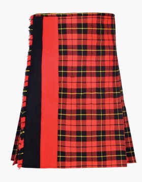 Mens Wallace Tartan Hybrid Kilt with Black and Red Cotton - Front Image