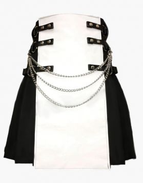 White And Black Two-Tone Gothic Hybrid Kilt