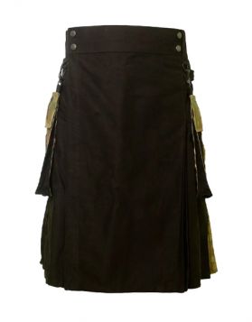 Black & Camo Tactical Utility Kilt- Front Image 