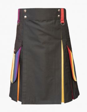 Black & Rainbow Hybrid Kilt - Front Image
