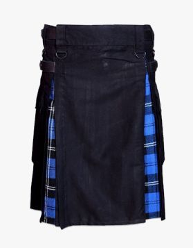 Black & Ramsey Blue Hybrid Tartan Kilt 