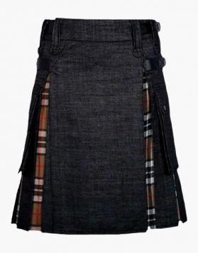 Black and Camel Thomson Tartan Hybrid Kilt - Front Image 