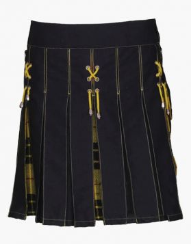 Black and Macleod of Lewis Women Hybrid Kilt -Front Image