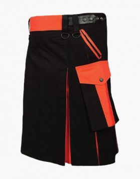 Black and Orange Utility Kilt - Front Image