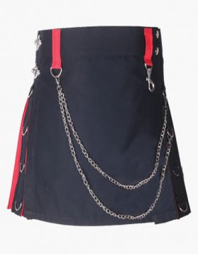 Black and Red Stylish Hybrid Mini Kilt - Front Image