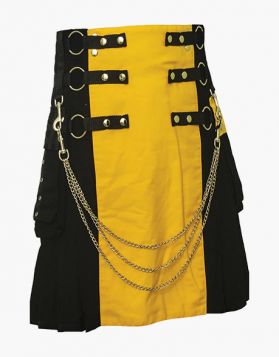 Black and Yellow Two-Tone Utility Kilt- Front Image 