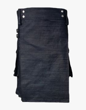 Black Denim Utility Kilt for Smart Men