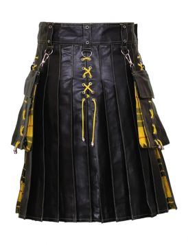 Black Leather and Macleod of Lewis Laces Hybrid Kilt