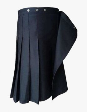 Black Police Utility Kilt with Multiple Pockets- Side Image