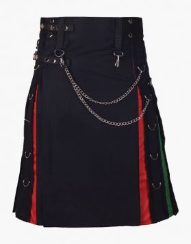 Black Rainbow Hybrid Kilt with Chains- Front Image
