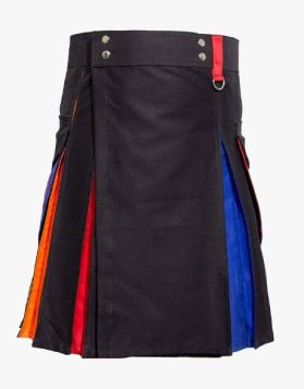 Black Rainbow Pride Utility Hybrid Kilt - Front Image