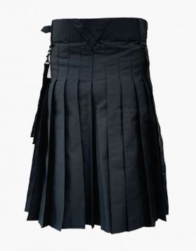 Black Utility Kilt with Buckle Straps
