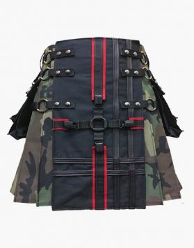 Black with Camo Women Hybrid Kilt - Front Image