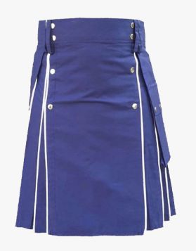 Blue Utility Kilt with White Outline