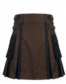 Brown and Black Hybrid Kilt with Leather Straps