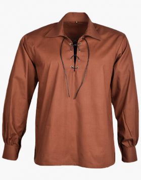 Brown Jacobite Ghillie Cotton Kilt Shirt- front image