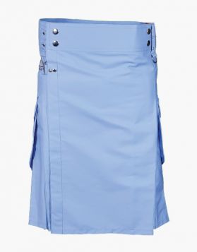 Light Blue Cargo Kilt - Front image 