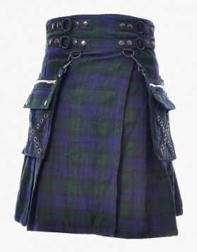 Cato Black Watch Tartan Utility Kilt- Front Image 