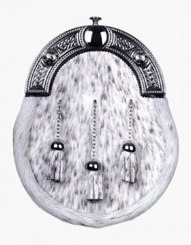 Celtic Silver Knot Head Sporran with Calfskin Fur