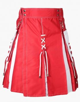 Christmas Red and White Two-Tone Kilt - Front Image