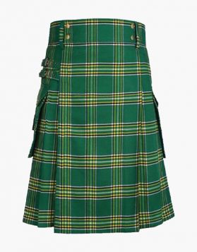 Classic Irish Green Tartan Utility Kilt- Front Image